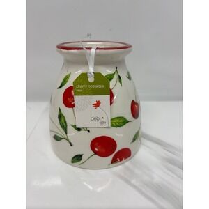 Debi Lilly Cherry Nostalgia Ceramic Glossy Vase NWT